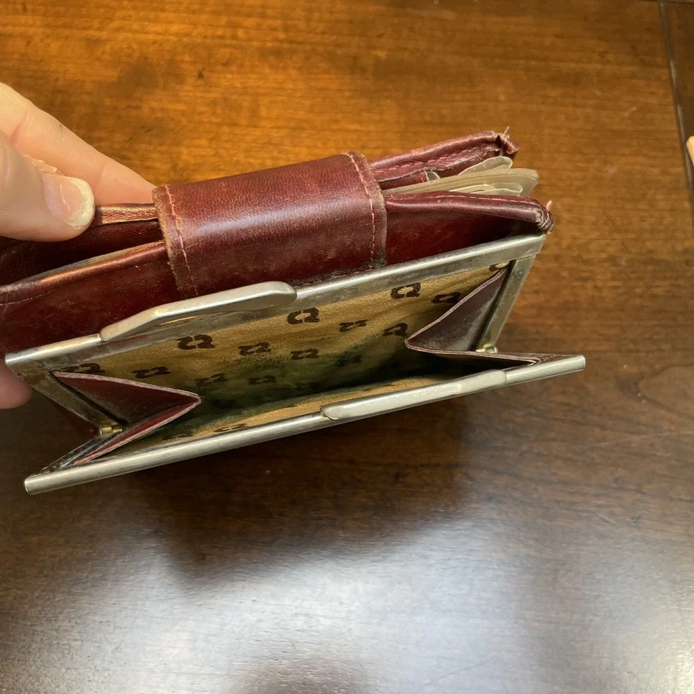 VTG Rolfs Wallet Men's Cowhide Wine Burgundy Cards Photos NOS 5